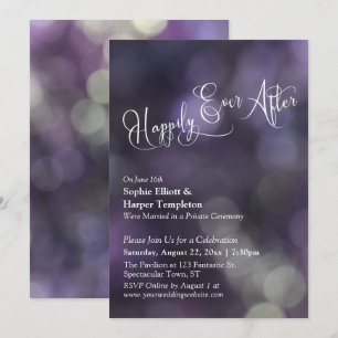 Lila Bokeh-Licht "Happily Ever After" Typografie Einladung