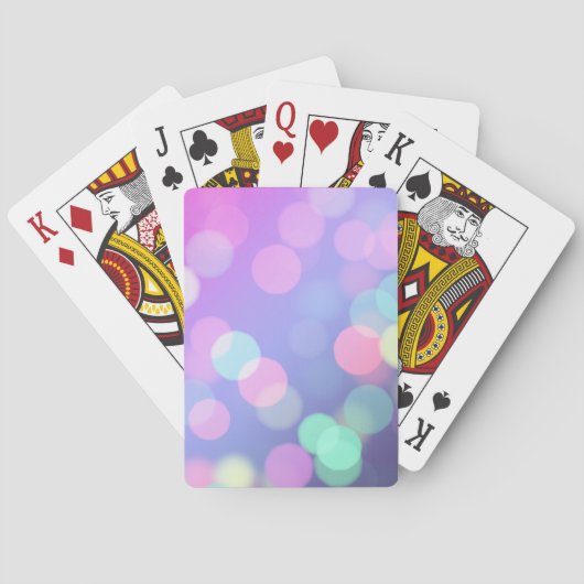 Lila Bokeh-Lichter, die Karten spielen Spielkarten (Rückseite)