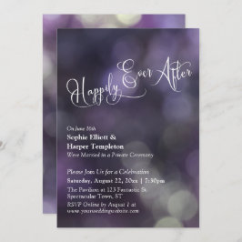 Lila Bokeh Light "Happiever After" Typografie Einladung