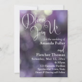 Lila Bokeh Light & Typografie 32 Wedding 2 Einladung (Vorderseite)