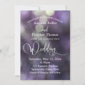 Lila Bokeh Light & Typografie 32 Wedding 3 Einladung (Vorderseite)