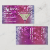Lila Bokeh Martini Bar-Barkeeper Visitenkarte (Vorne/Hinten)