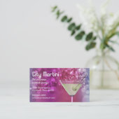 Lila Bokeh Martini Bar-Barkeeper Visitenkarte (Stehend Vorderseite)