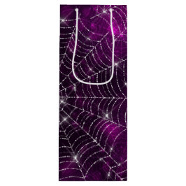 LILA BOKEH MIT SILVER SPIDER WEBS GESCHENKTÜTE FÜR WEINFLASCHEN