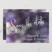 Lila Bokeh, Modernes Drehbuch Save the Date (Vorne/Hinten)