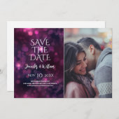 Lila Bokeh Sparkle Design Hochzeit speichern das D Save The Date (Vorne/Hinten)