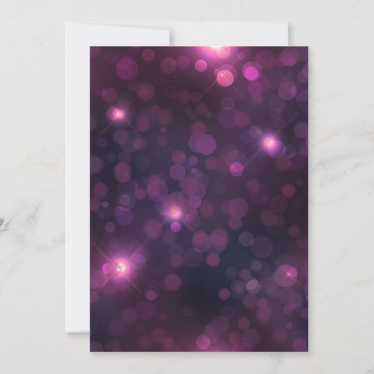 Lila Bokeh Sparkle Silver String Lights Hochzeit Einladung (Rückseite)