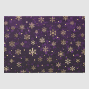 Lila Bokeh und Goldfolie Weihnachts-Schneeflocken Seidenpapier