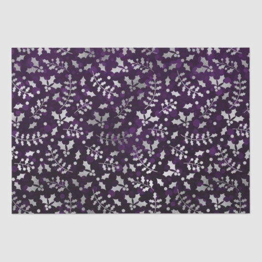 Lila Bokeh und Silberner Foil Weihnachtsfest Seidenpapier (Vorderseite)