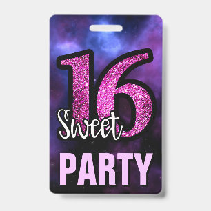 Lila Bonbon 16 Geburtstags-Party Einladung Ausweis