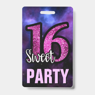 Lila Bonbon 16 Geburtstags-Party Einladung Ausweis