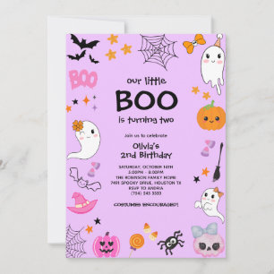 Lila Boo Halloween 2. Geburtstag Einladung