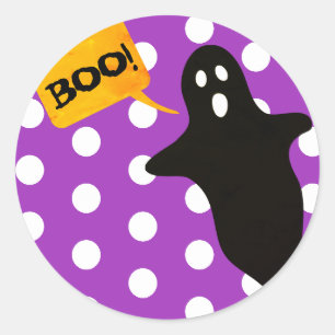 Lila Boo mit Ghost Runder Aufkleber