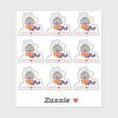 Lila Bookworm Aufkleber (Blatt)