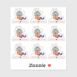 Lila Bookworm Aufkleber