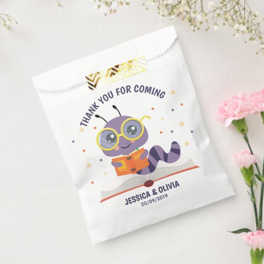 Lila Bookworm Thema Gefälligkeitstasche Geschenktütchen (Versiegelt)