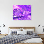 Lila Bootshäuser Szene Wrapped Canvas Leinwanddruck (Insitu (Schlafzimmer))