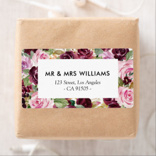 lila Bordeaux-Blumenbezugslabel