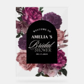 Lila bordeauxfarbenes Brautparty Empfang Acrylschild (Vorderseite)