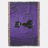 Lila böse Schwarze Katze Decke (Vorderseite Vertikal)