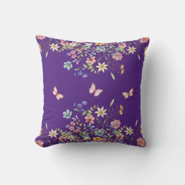Lila Botanical Blumenmuster Kissen