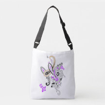 Lila Botanical Paisley Umhängetasche