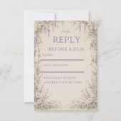 Lila Botanical Vintage RSVP Karte (Vorderseite)