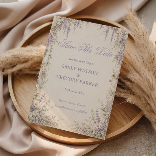 Lila Botanical Vintage Save The Date