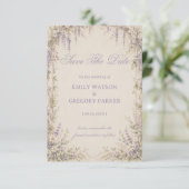 Lila Botanical Vintage Save The Date (Stehend Vorderseite)