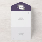 Lila botanische Blätter Hochzeit All In One Einladung (Außenbereich)