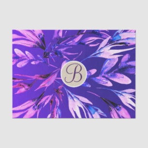 Lila Botanische Blätter Monogramm Buchstabe Initia Seidenpapier
