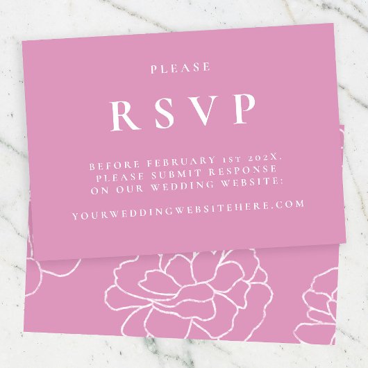 Lila botanische Elegant Wedding RSVP Card Karte