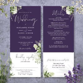 Lila botanische Flora auf einer Hochzeit Einladung