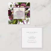 Lila Botanische Geschäftskarten mit Blumenbezug Quadratische Visitenkarte (Vorne/Hinten)