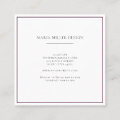 Lila Botanische Geschäftskarten mit Blumenbezug Quadratische Visitenkarte (Rückseite)