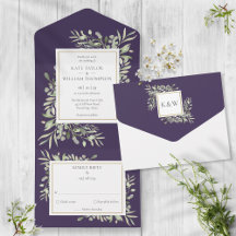 Lila Botanische Grünpflanzen Blätter Hochzeit
