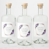 Lila botanische Hochzeit Alkoholflaschenetikett (Flaschen)
