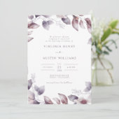 Lila botanische Hochzeit Einladung (Stehend Vorderseite)