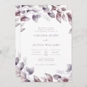 Lila botanische Hochzeit Einladung (Vorne/Hinten)