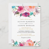 Lila botanische Hochzeit Einladung (Vorderseite)