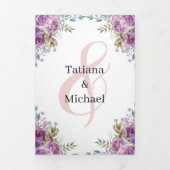 lila botanische Hochzeit in moderner Wasserfarbe Dreifach Gefaltete Einladung (Cover)