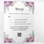 lila botanische Hochzeit in moderner Wasserfarbe Dreifach Gefaltete Einladung (Innen Erste Seite)