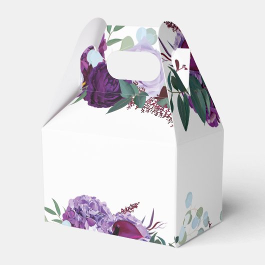Lila botanische Hochzeit mit Flora Geschenkschachtel (Rückseite)