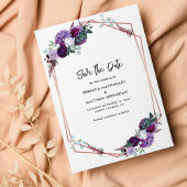Lila botanische Hochzeit Save The Date