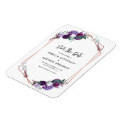 Lila botanische Hochzeit speichern Sie das Datum Magnet (Linke Seite)