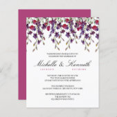 Lila botanische Hochzeitseinladung (Vorne/Hinten)