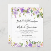 Lila botanische Hochzeitseinladung (Vorne/Hinten)