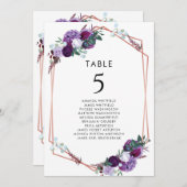 Lila botanische Hochzeitsfeier Tischnummer (Vorne/Hinten)