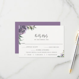 Lila botanische Hochzeitskarte RSVP Karte