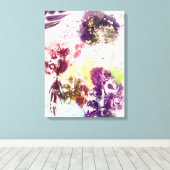 Lila botanische Malerei in Rosa Leinwanddruck (Insitu (Holzboden))
